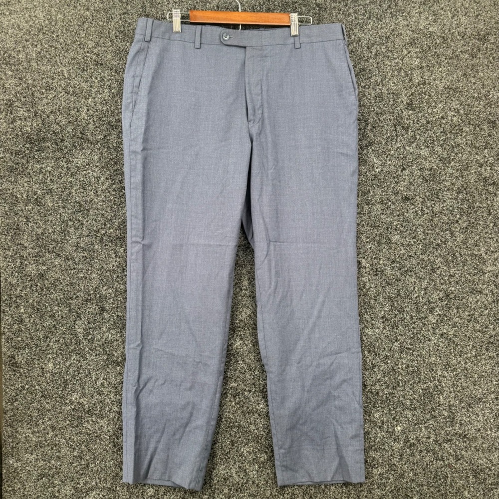 Peter Millar Mens 38R Blue Wool Blend Flat Front Dress Pants Trousers Canada